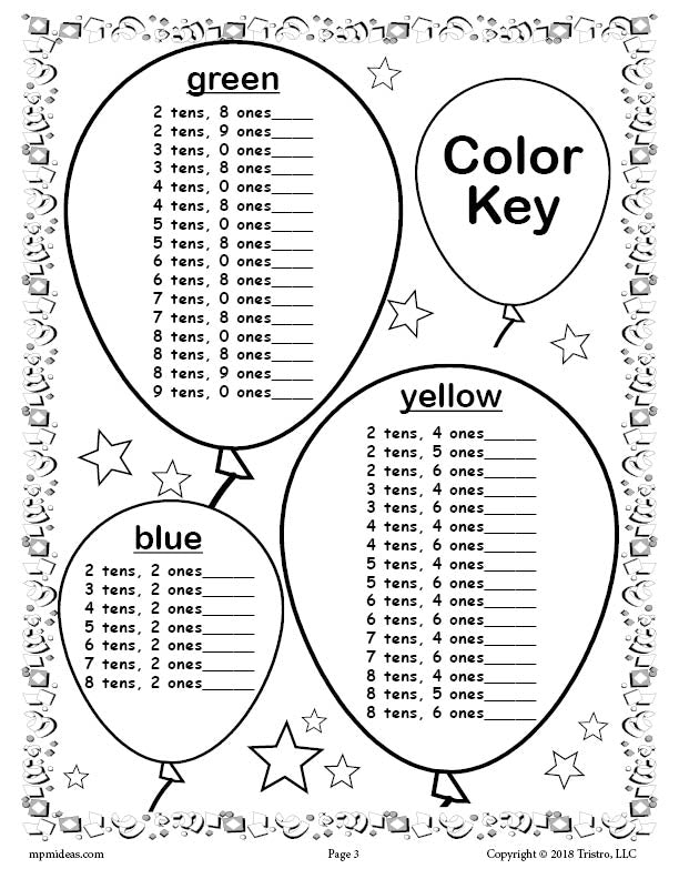 Printable th day of school place value mystery picture â