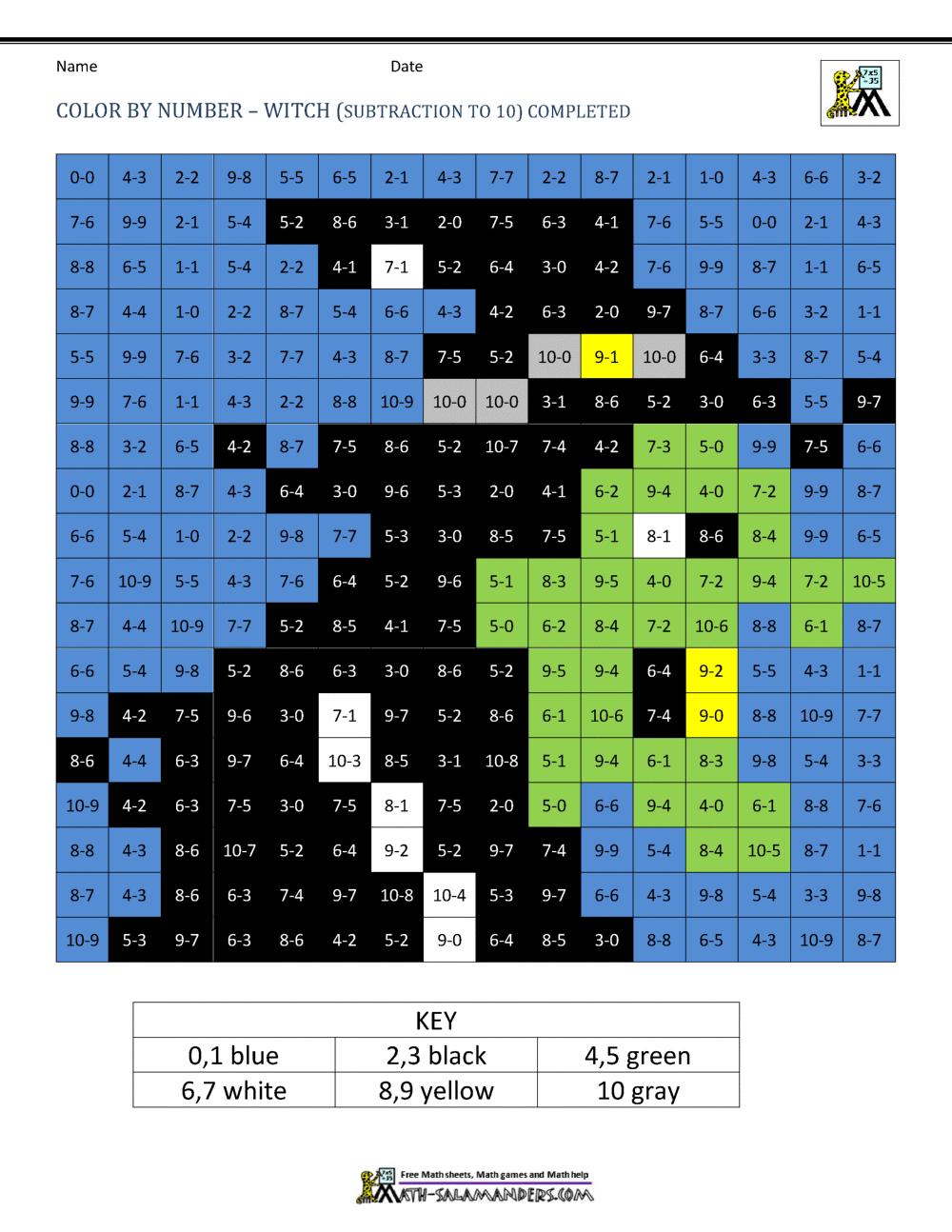 Halloween color by number