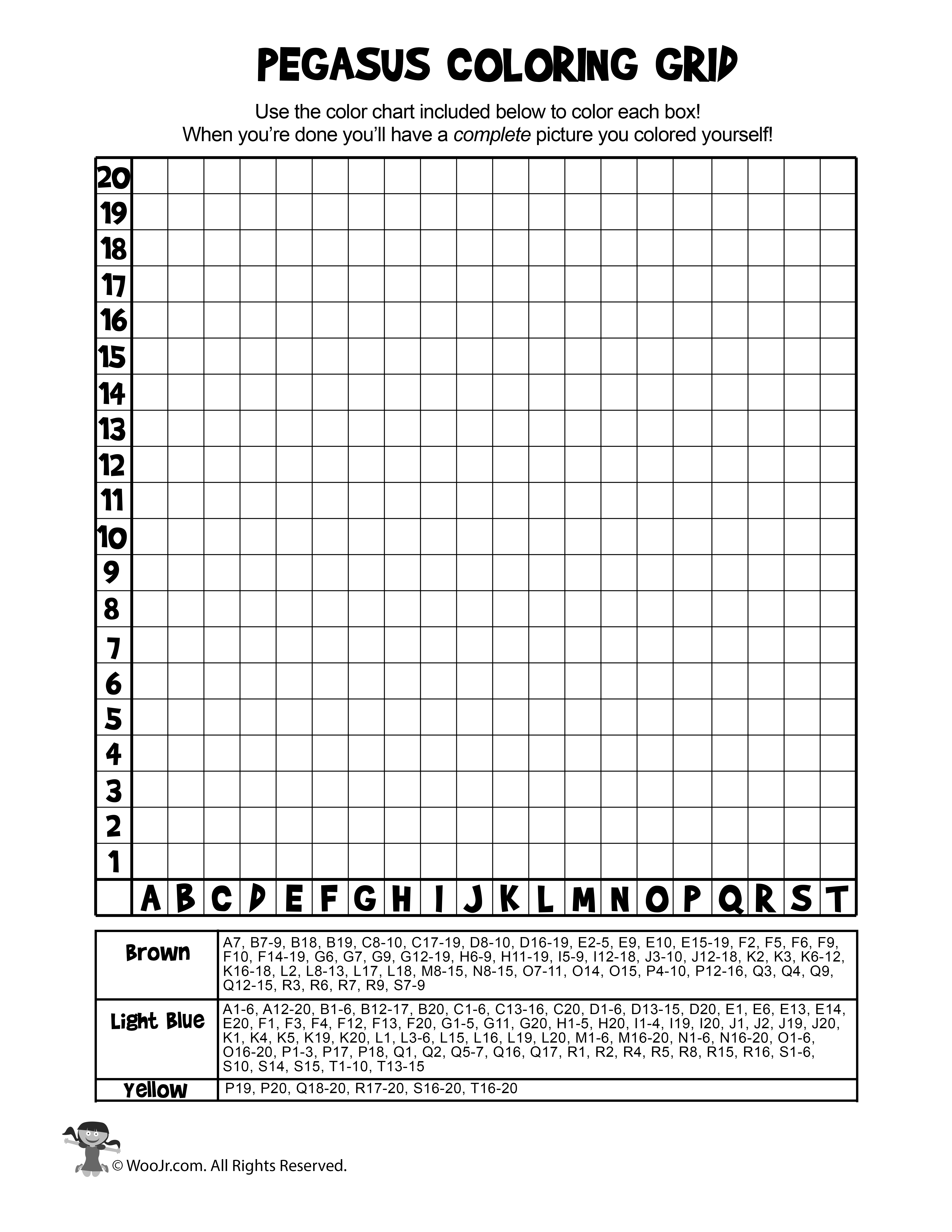 Mystery picture grid coloring pages