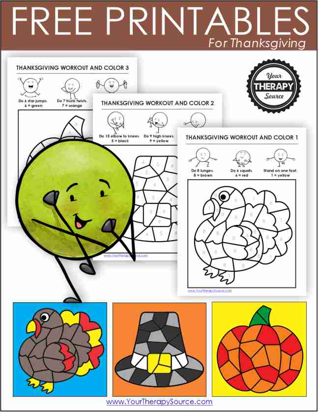 Thanksgiving color by number worksheets