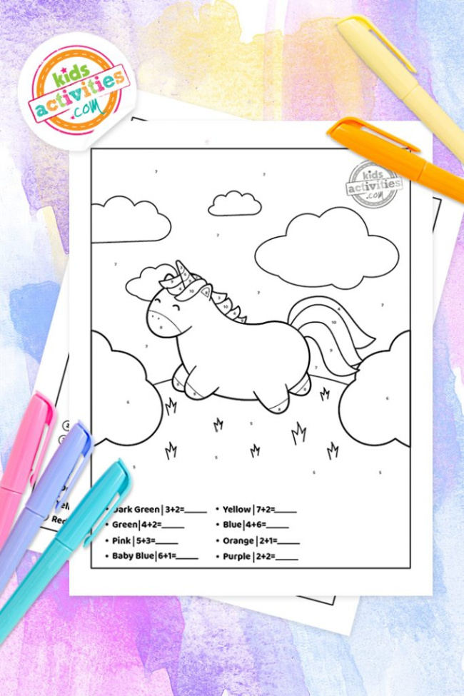 Free color by number printable worksheet sets for kids kids activities blog