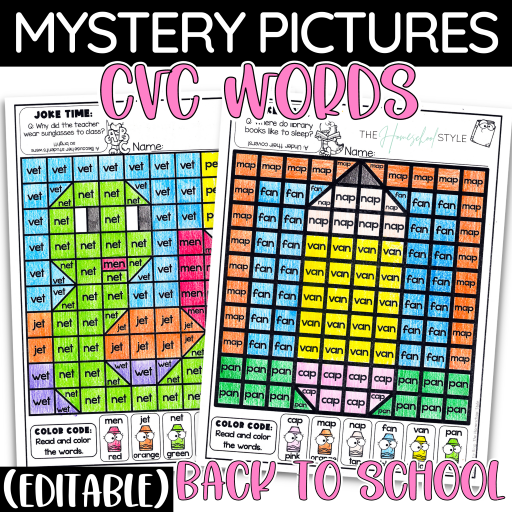 Back to school cvc words practice coloring pages editable worksheets made by teachers