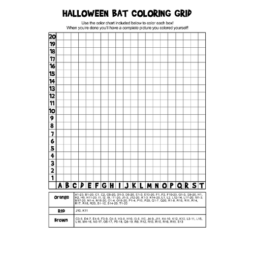 Halloween mystery pictures grid coloring pages for kids made by teachers