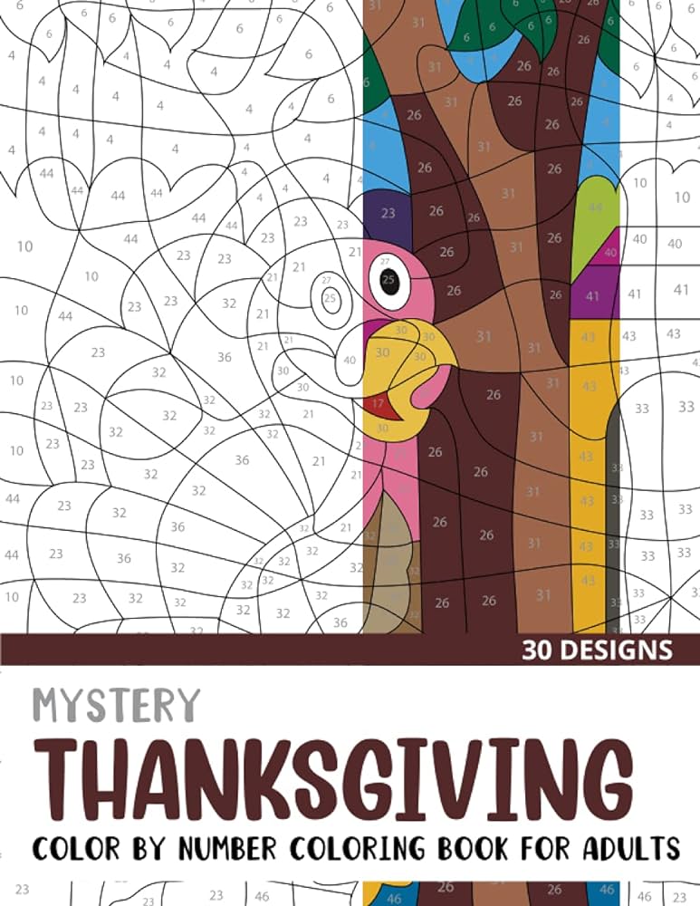 Mystery thanksgiving color by number coloring book for adults unique adult coloring mystery puzzle designs mystery color by number books for adults rai sonia books