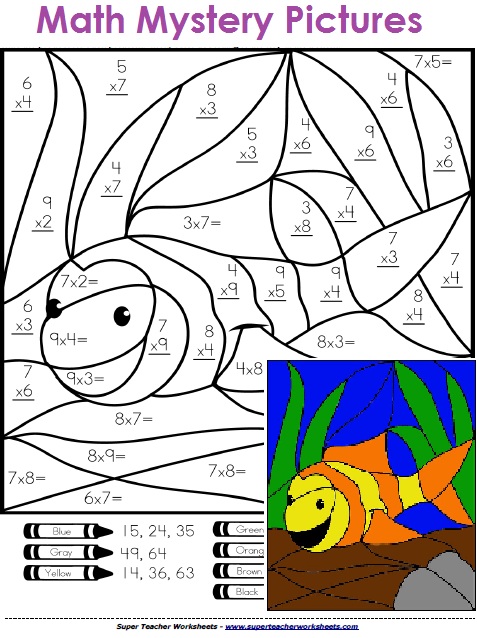 Math mystery picture worksheets