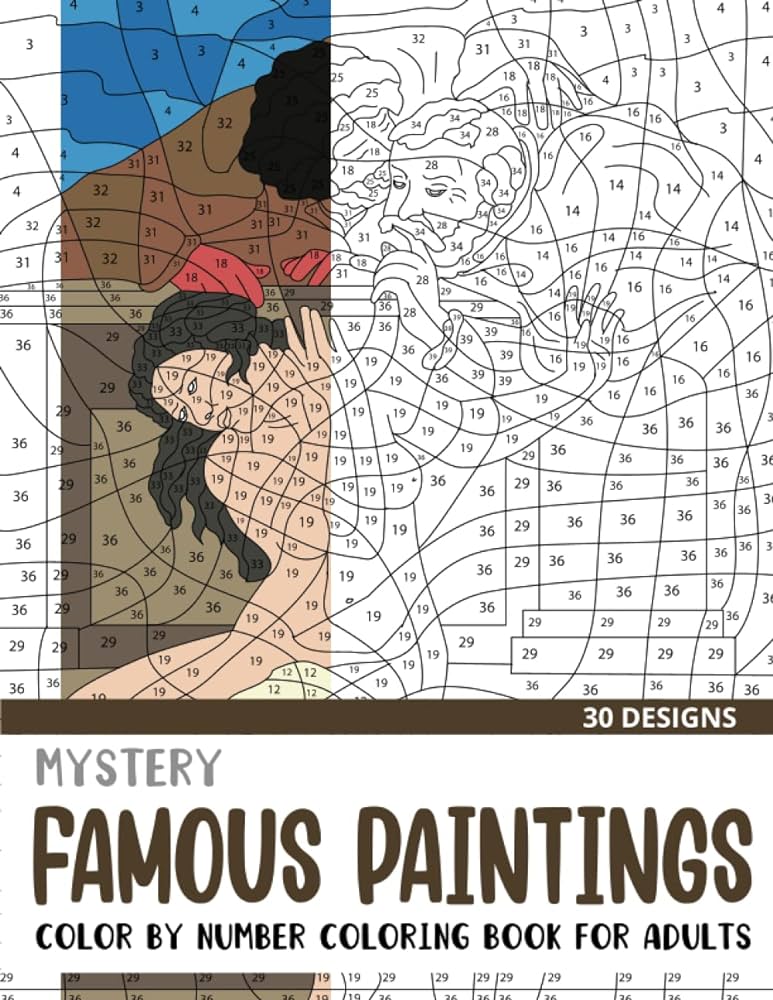 Mystery famous paintings color by number coloring book for adults unique adult coloring mystery puzzle designs mystery color by number books for adults rai sonia books