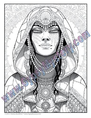 Single coloring page gypsy mystic from the magical beauties collection download print color