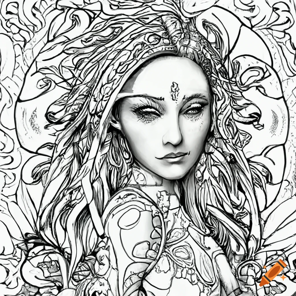 Mythical coloring page high resolution black and white without backgroud on