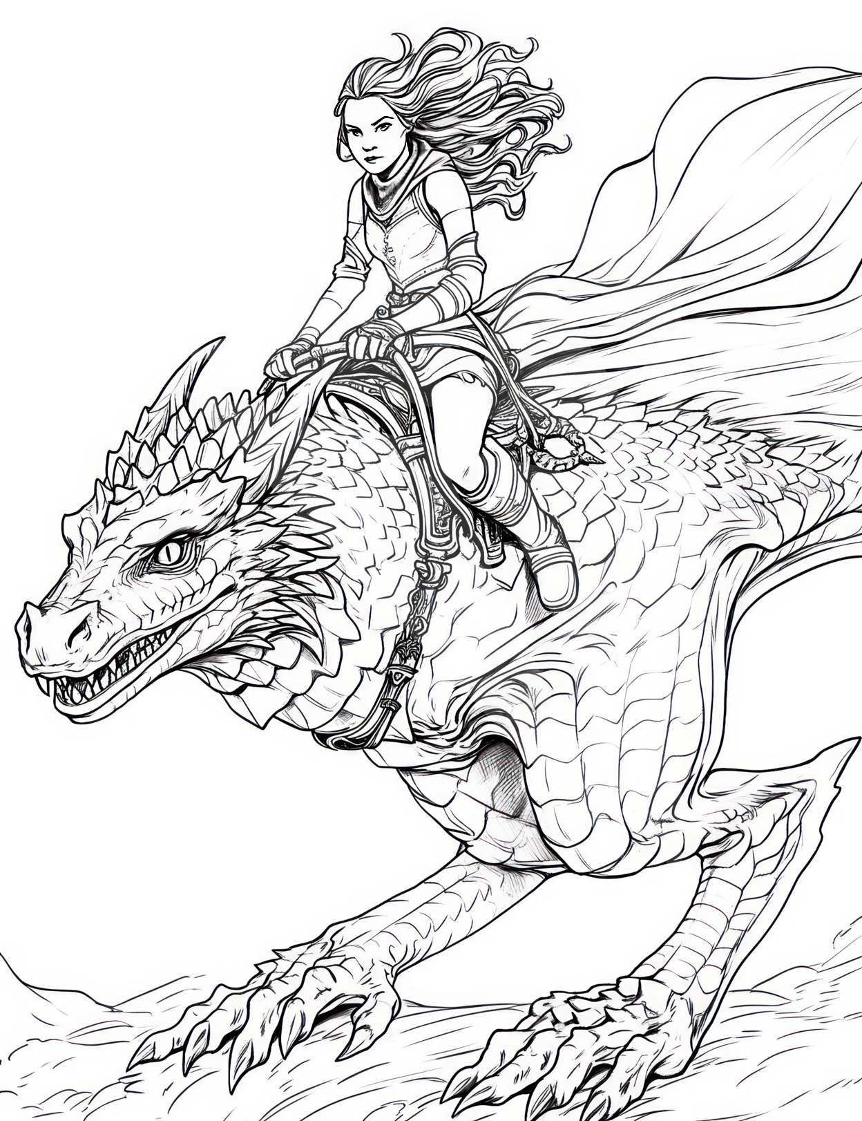 Majestic dragon coloring pages for kids and adults