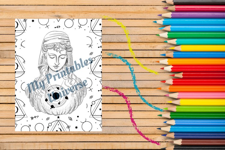 Mystical coloring pages astrology tarot theme printable