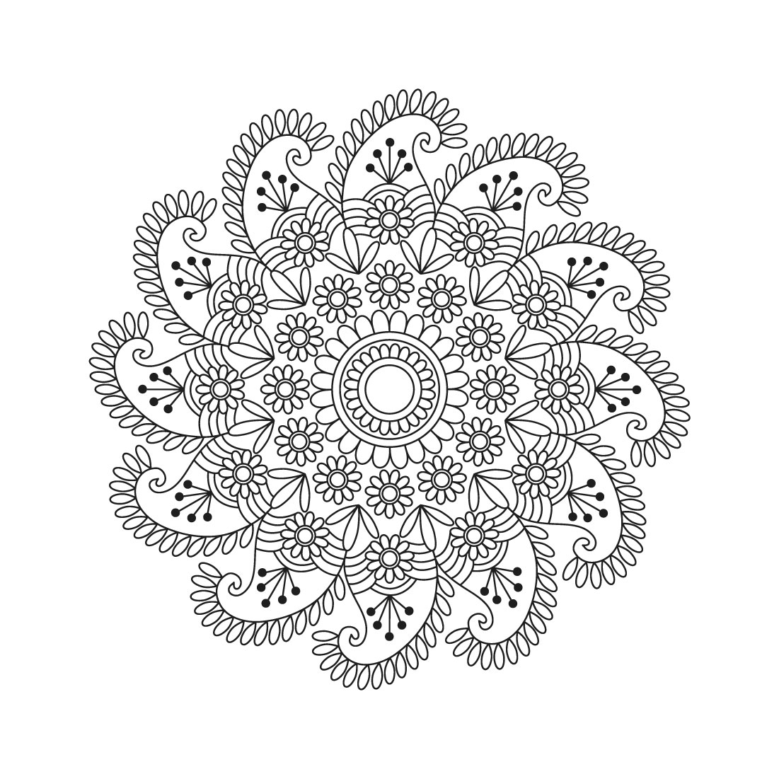 Bundle of mystical mandalas coloring book page