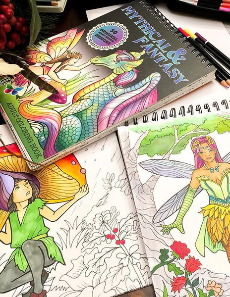 Mythical and fantasy adult coloring book by terbit basuki