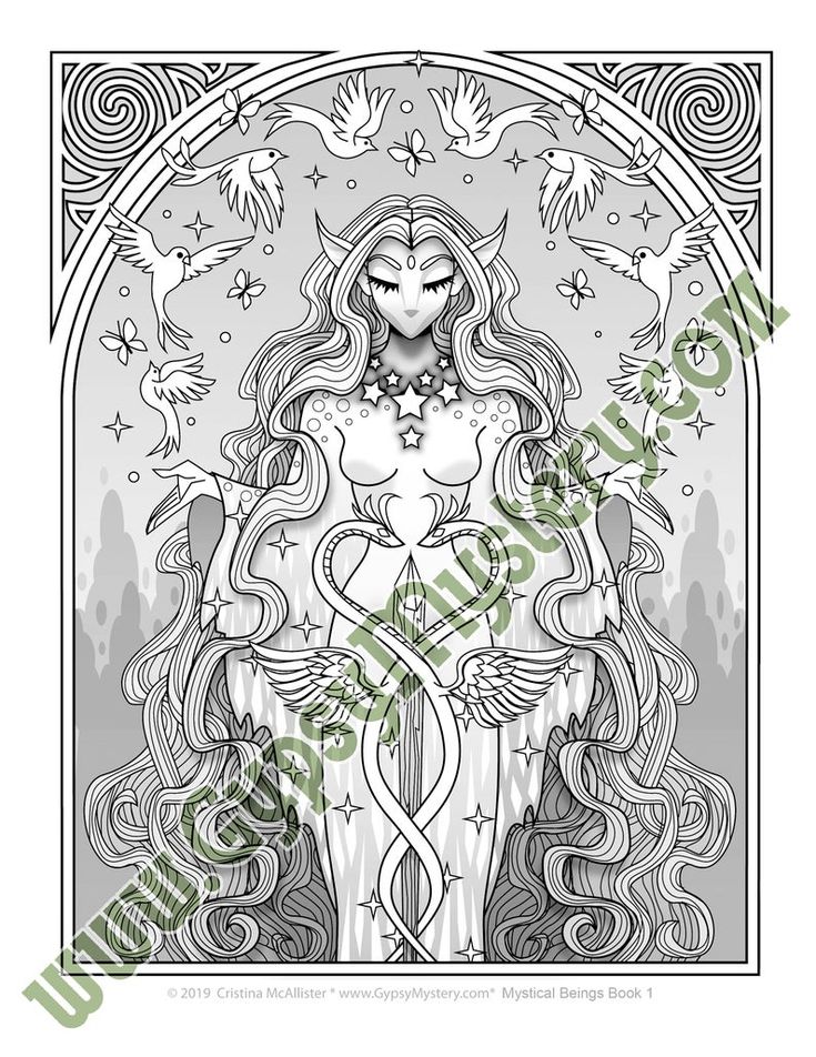 Mystical beings book digital edition coloring pages