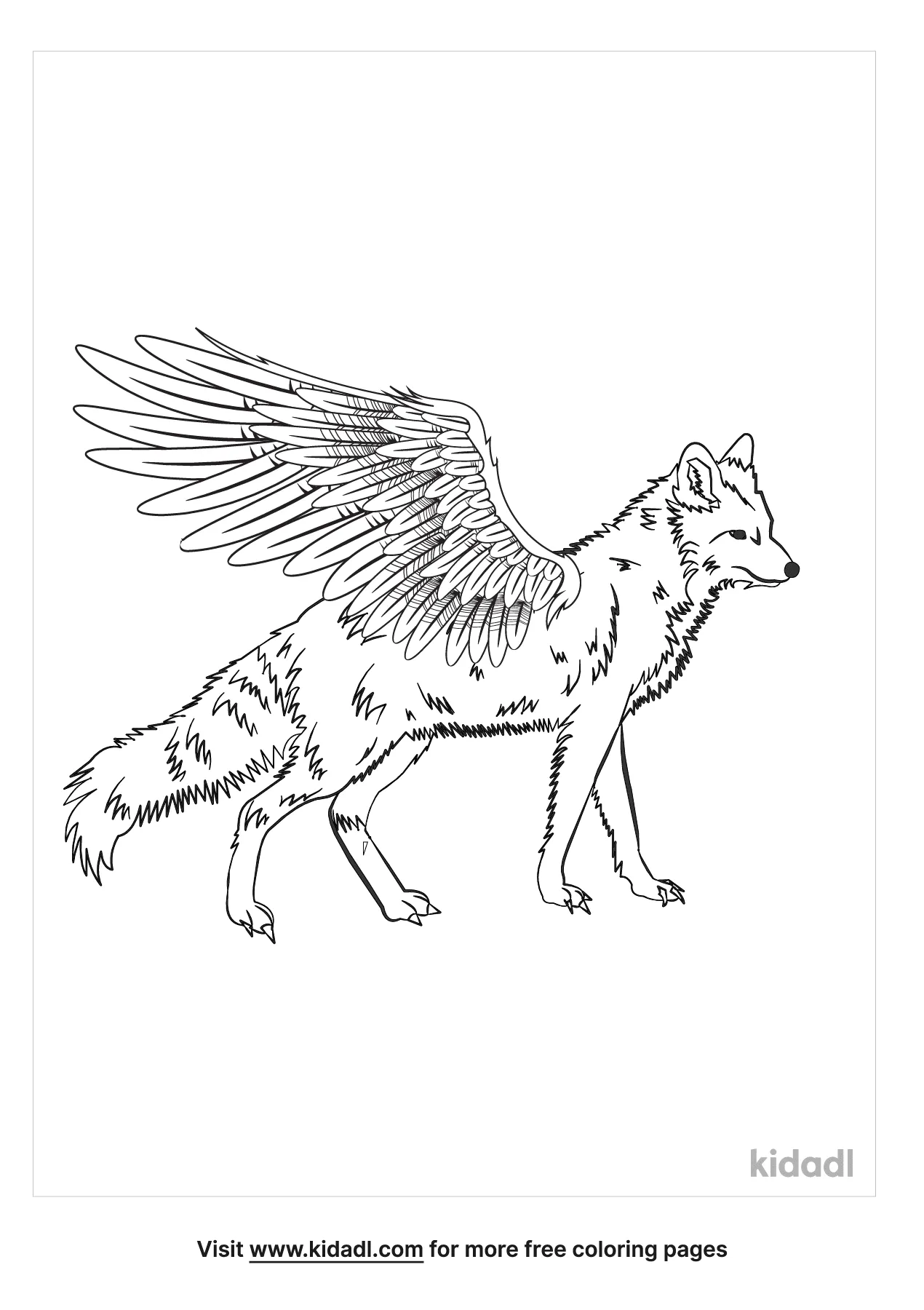 Free winged wolf coloring page coloring page printables