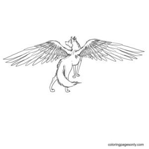 Wolf with wings coloring pages printable for free download