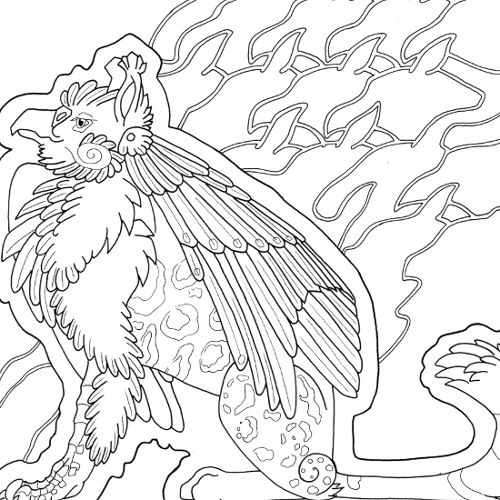 Gryphon coloring page for adults