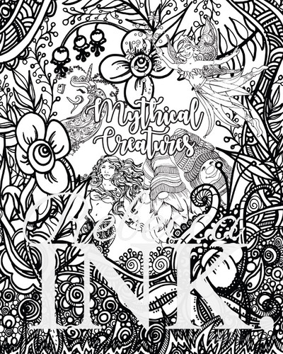 Mythical creatures â coloring page set abink