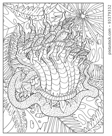 Coloring page illustration with thailand demons