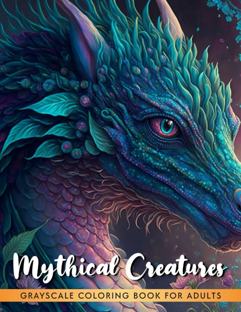 Mythical creatures coloring book indulge in stunning grayscale coloring pages of fantasy creatures and mythical beasts sun coloring book books