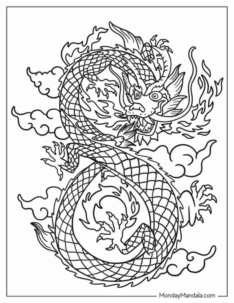 Dragon coloring pages free pdf printables