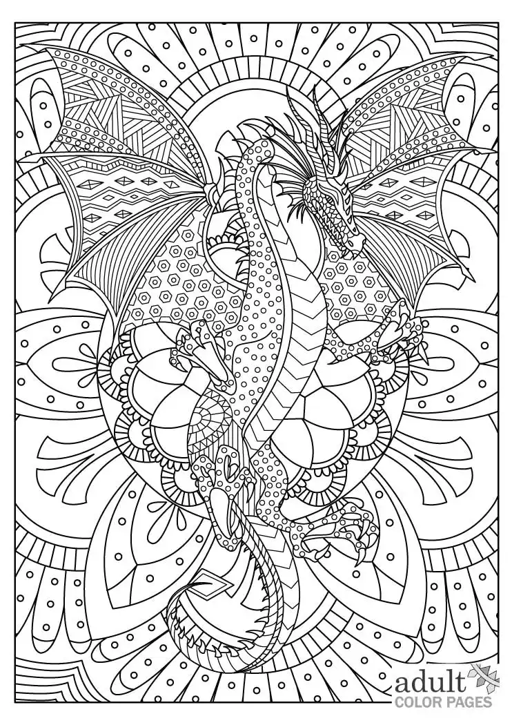 Free printable mythical dragon coloring pages for adults