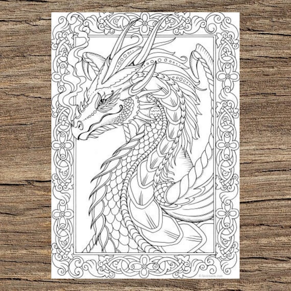 Gorgeous dragon printable adult coloring page from favoreads coloring book pages for adults and kids coloring sheets coloring designs