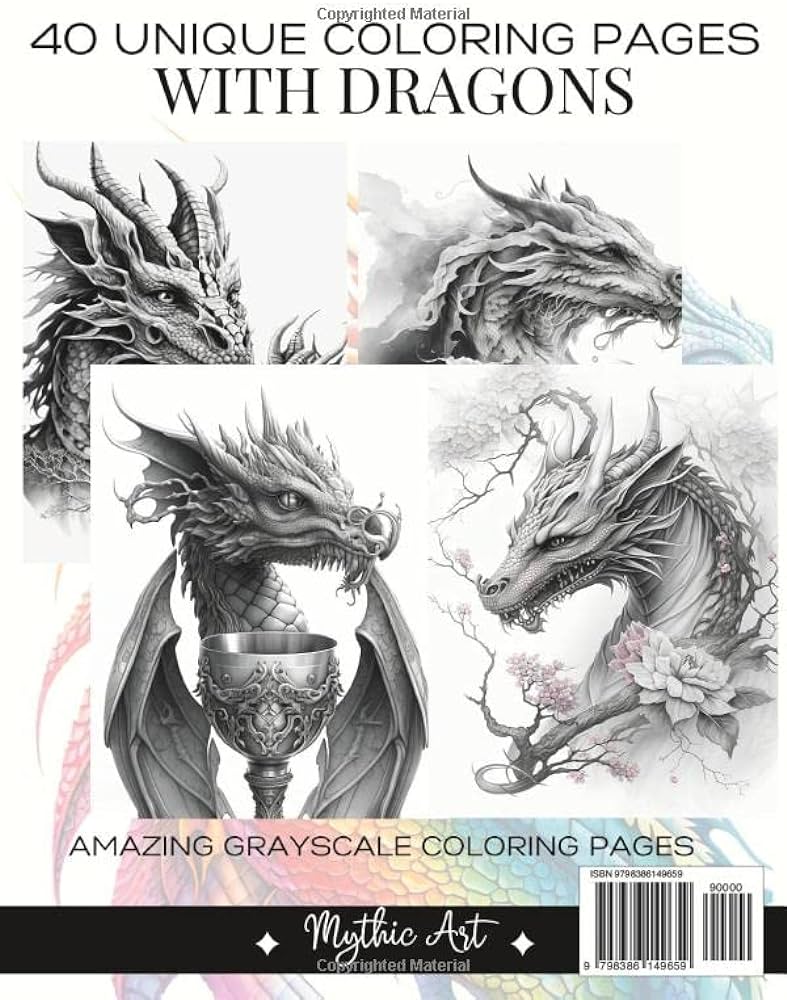 Dragon coloring book explore the enchanting world of dragons with unique grayscale coloring designs