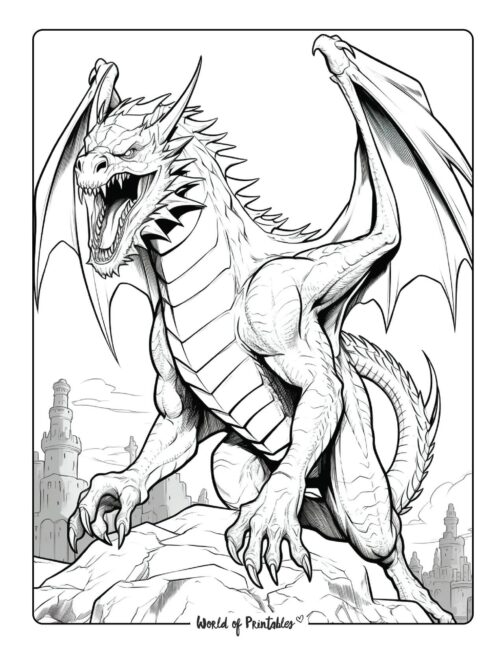 Dragon coloring pages for kids adults