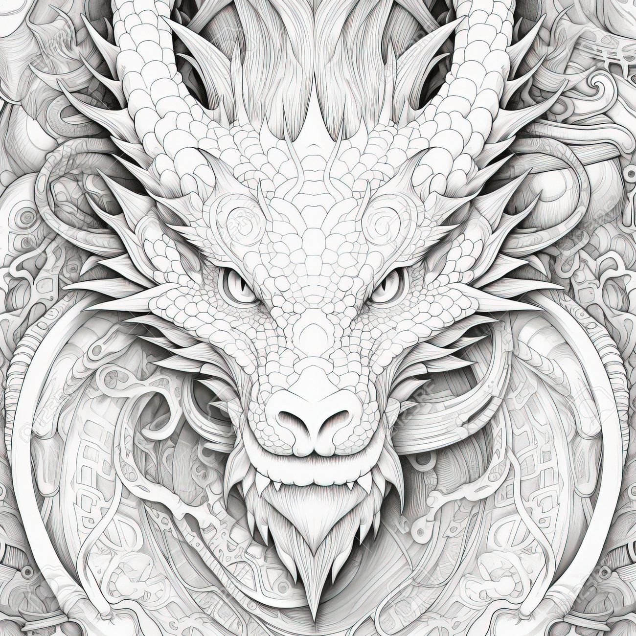 Dragon coloring pages for adults stock photo picture and royalty free image image