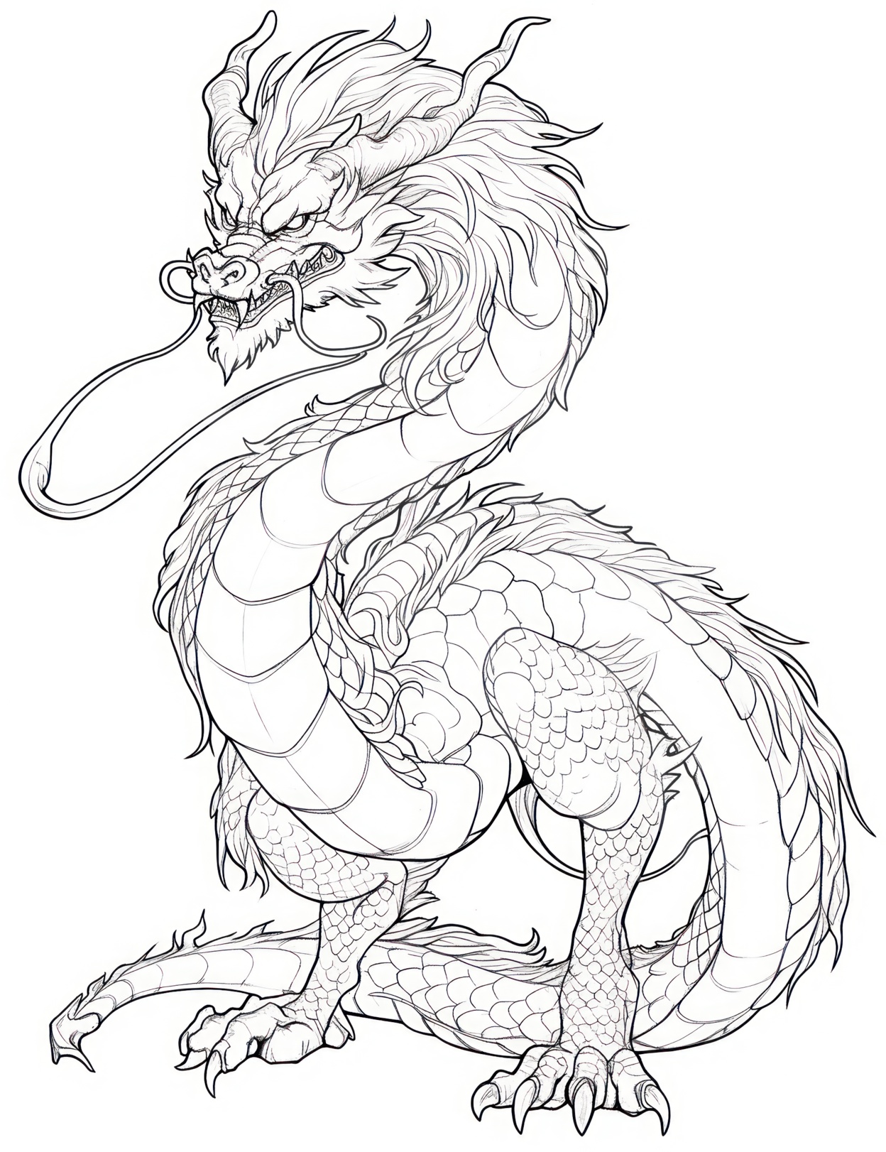 Majestic dragon coloring pages for kids and adults