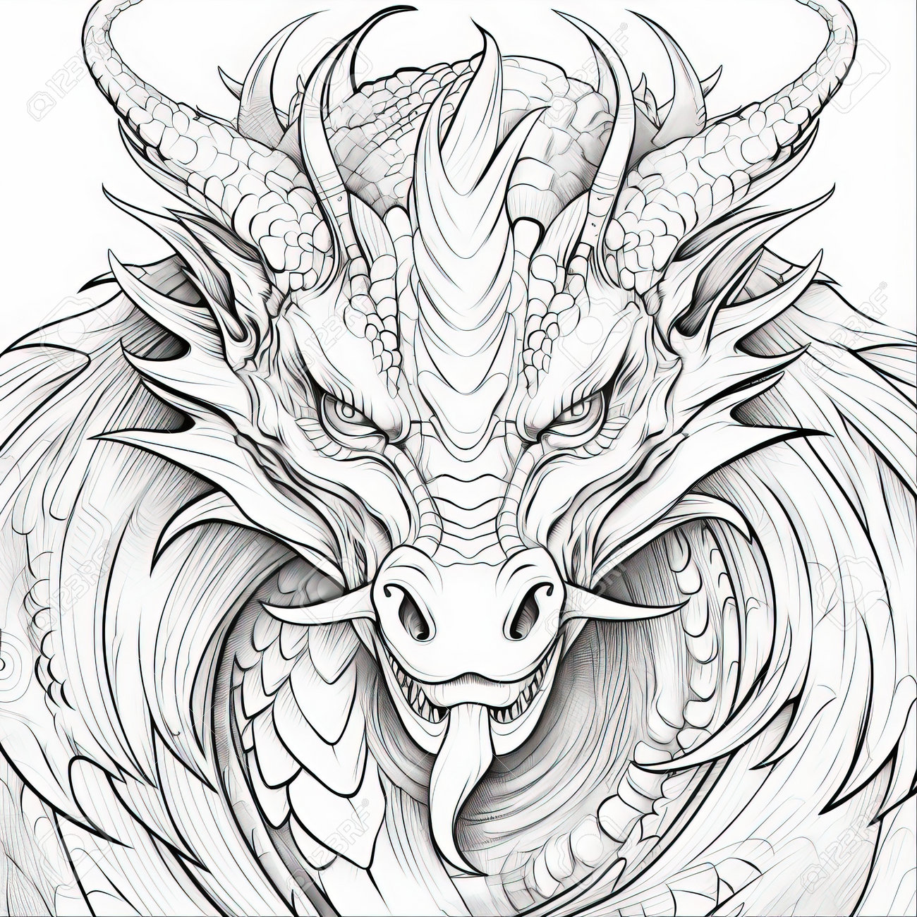 Dragon coloring pages for adults stock photo picture and royalty free image image