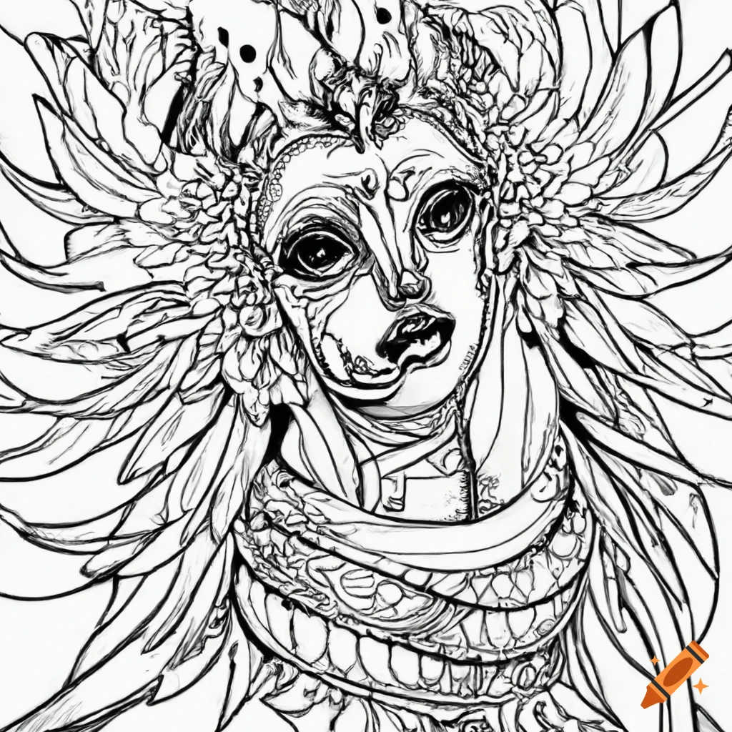 Detailed mythical coloring page on