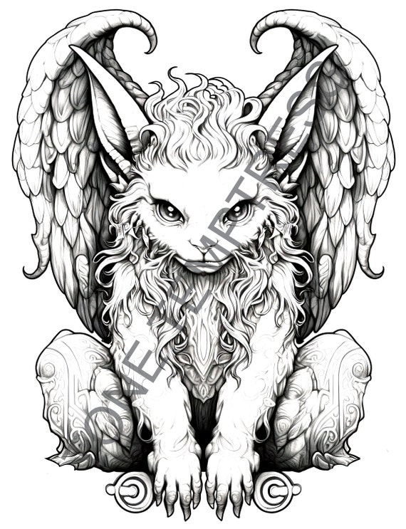 Fantasy mythical creatures coloring pages cute magical animals coloring pages for adults printable coloring book digital coloring pdf