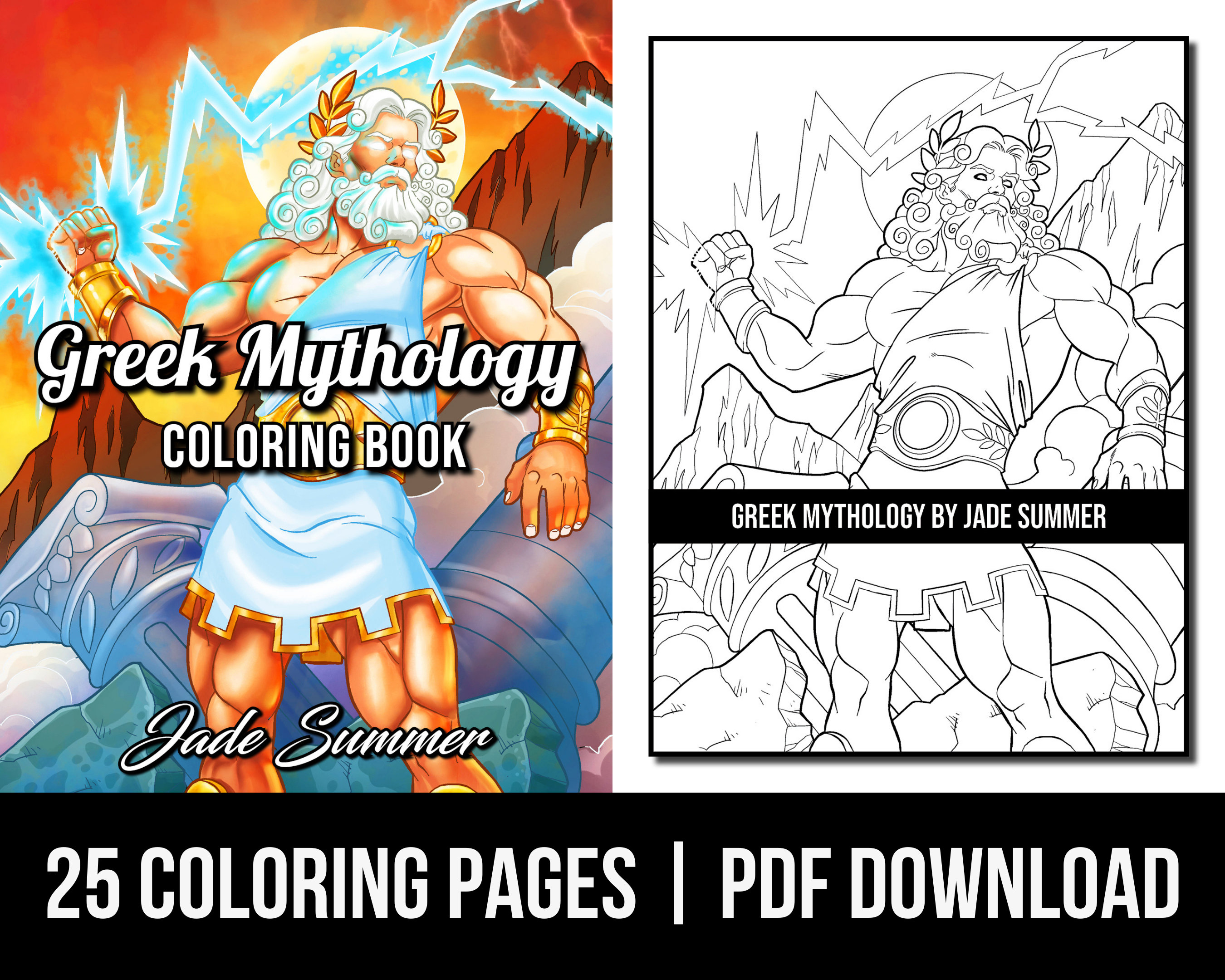 Fantasy coloring pages greek mythology adult coloring book by jade summer digital coloring pages printable pdf download