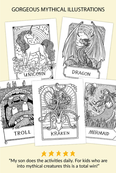 Creatures of myth magic coloring activity book