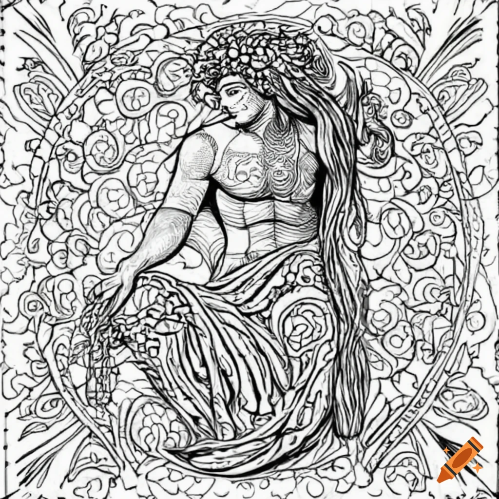 Coloring page with hidden nods to greek mythology on