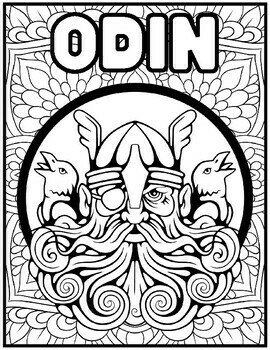 Norse mythology coloring pages gods goddesses viking mindfulness by qetsy