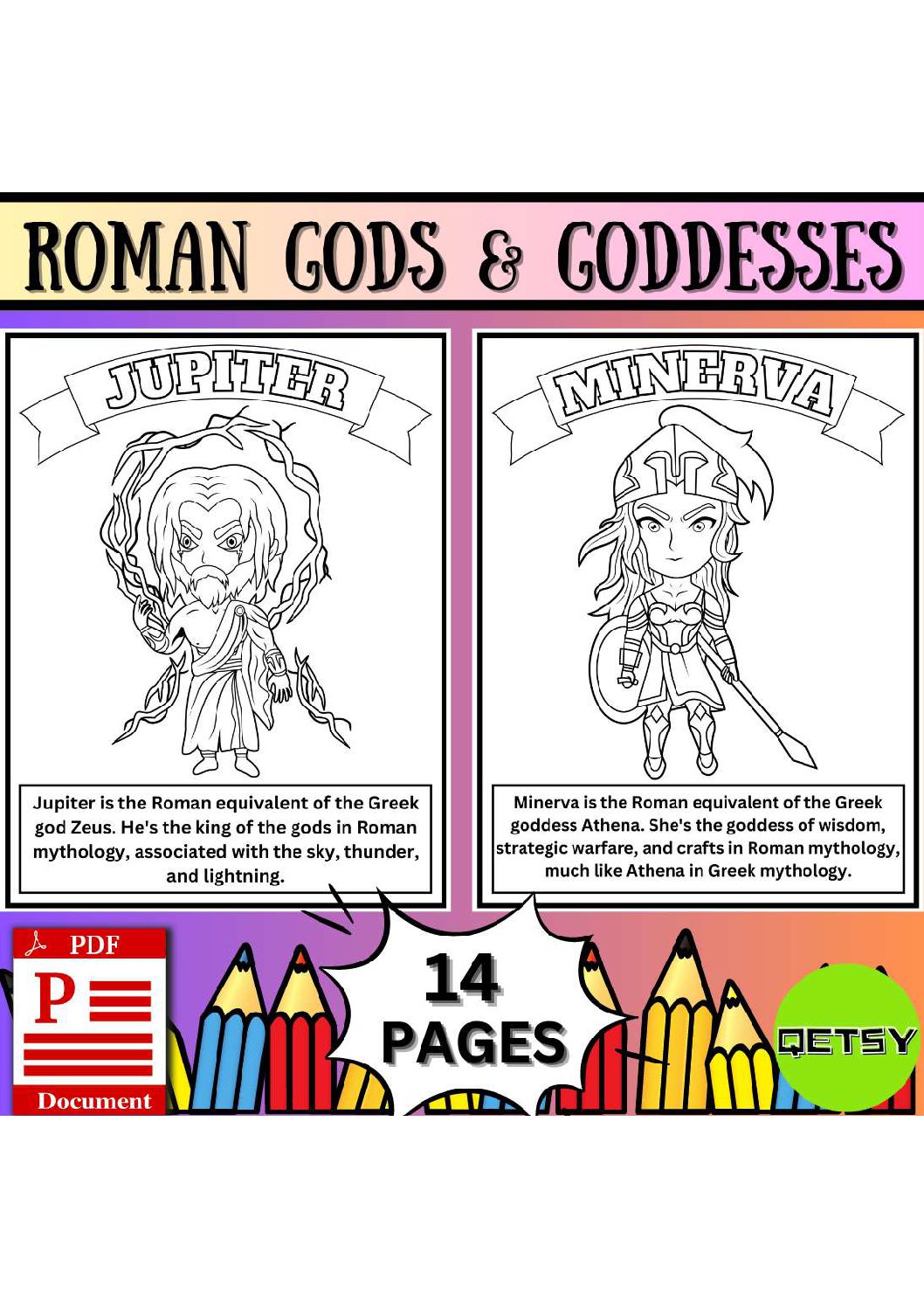 Legends of antiquity roman gods goddesses coloring pages mythology coloring â teacha