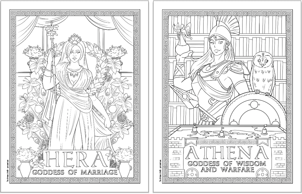 Free printable greek goddess coloring pages