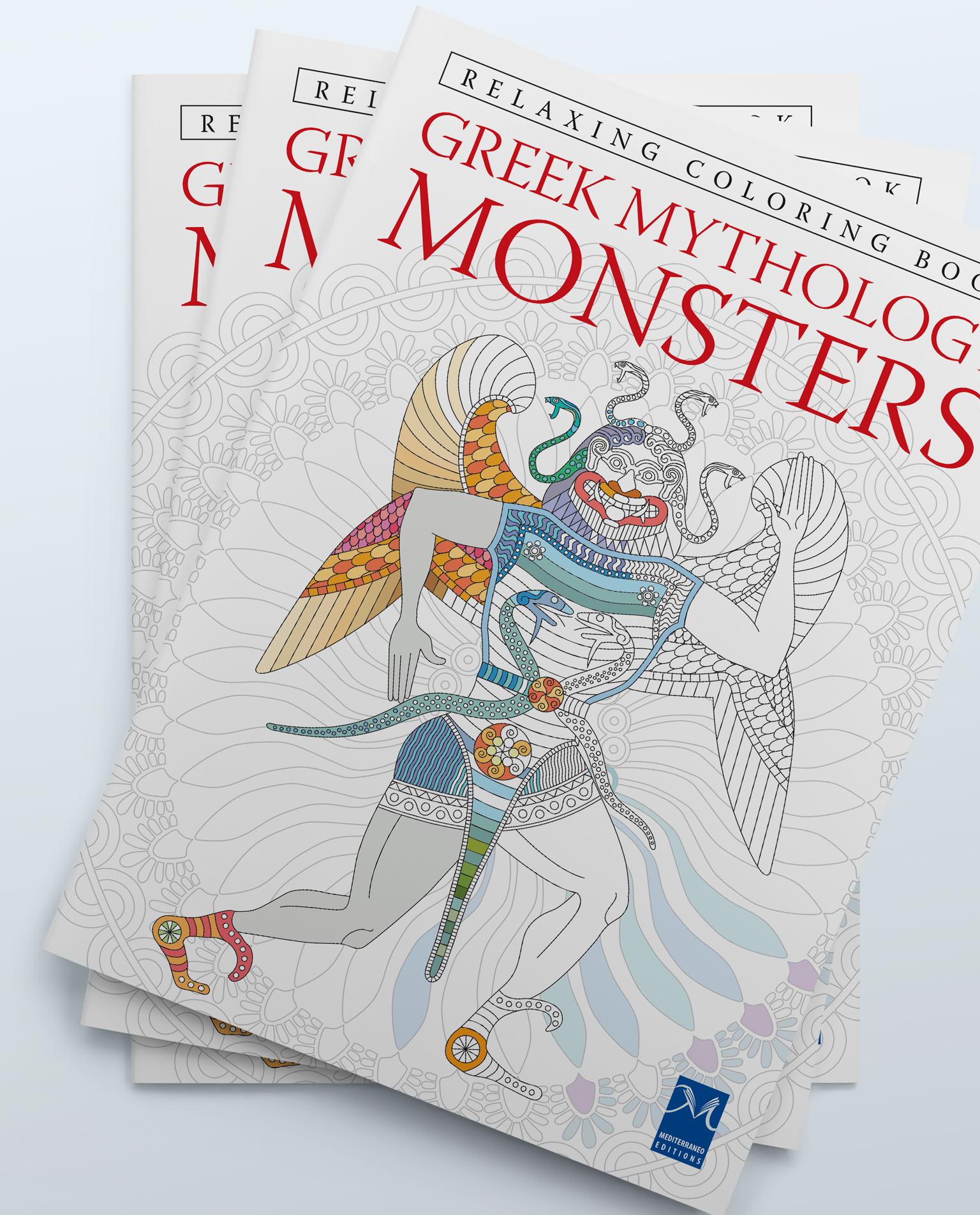 Coloring book with eek mythology monsters