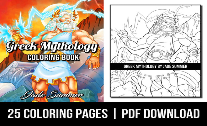 Provide fantasy coloring pages greek mythology adult coloring book by madihachafai