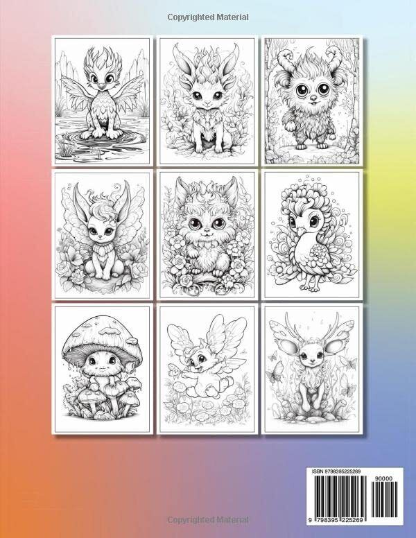 Cute mythical creatures coloring book fantasy mystical animals and beast colori