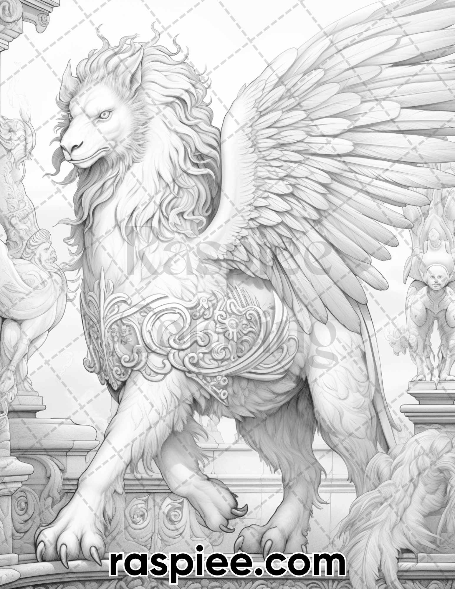 Mythical creatures grayscale coloring pages for adults printable p â coloring