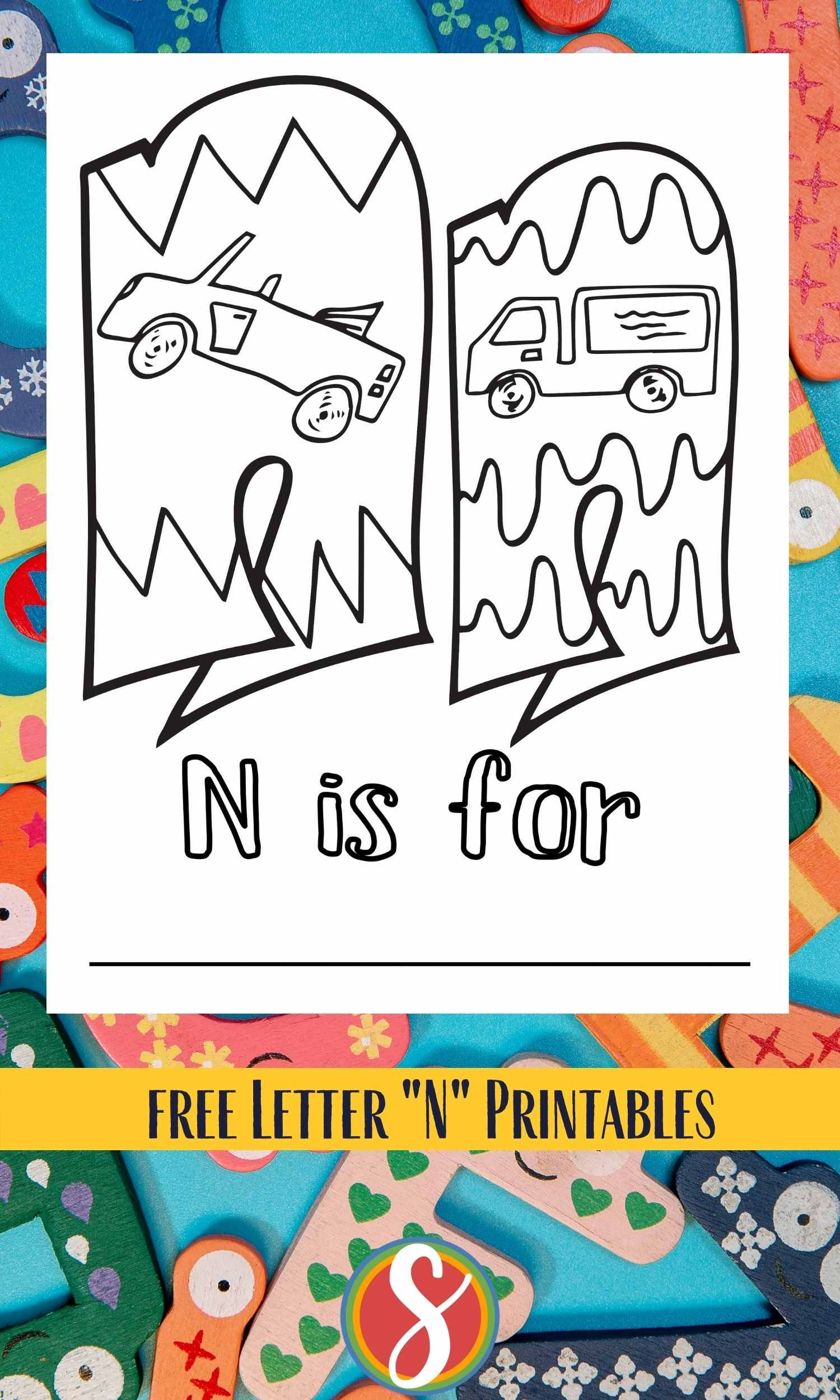 Free letter n coloring pages â stevie doodles