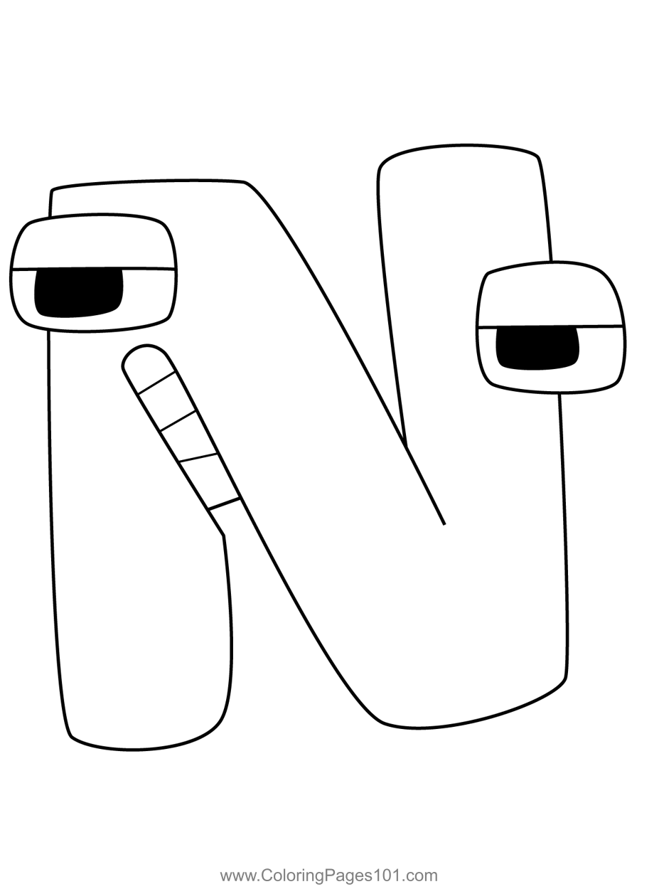 N alphabet lore coloring page for kids