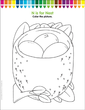 N is for nest coloring page printable coloring pages