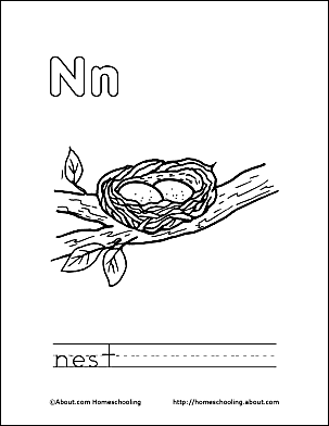 Letter n coloring book