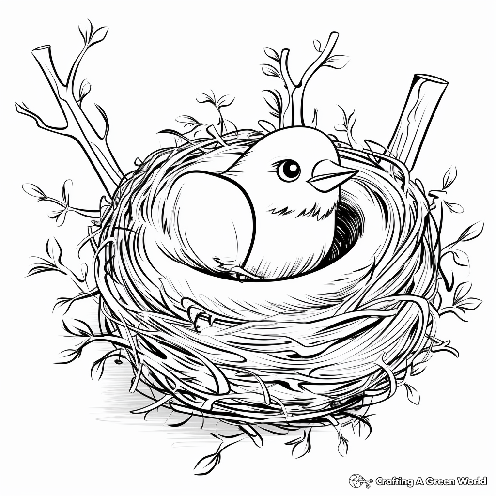 N is for nest coloring pages
