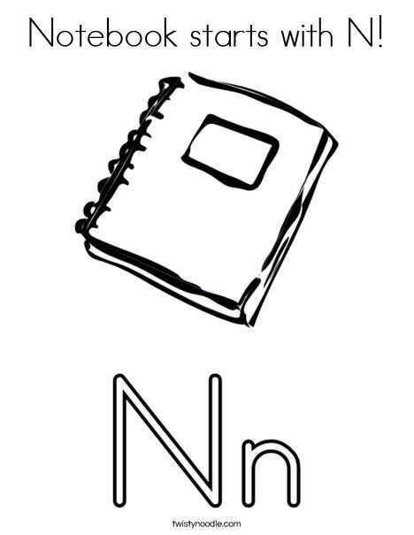 Notebook starts with n coloring page coloring pages dot markers learning letters