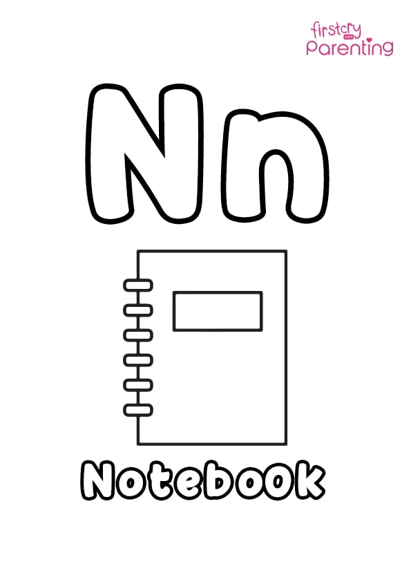 N for needle coloring page for kids